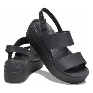 Crocs LiteRide Brooklyn Low Wedge Womens Size 9 W Black Platform Sandals NWT